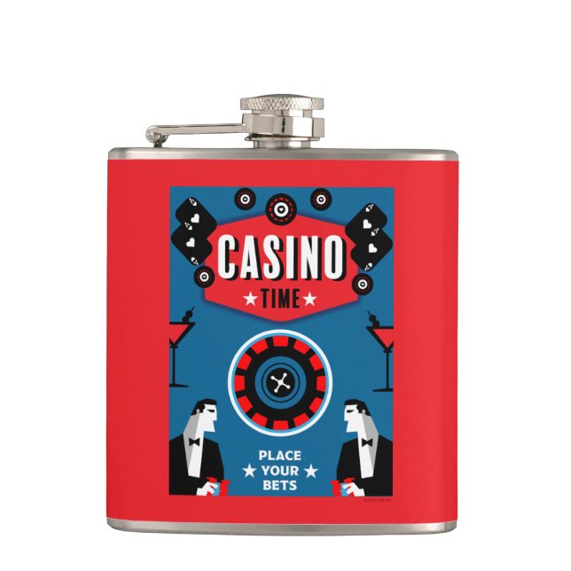 Casino Gambling Poker Roulette  Flask (Front)