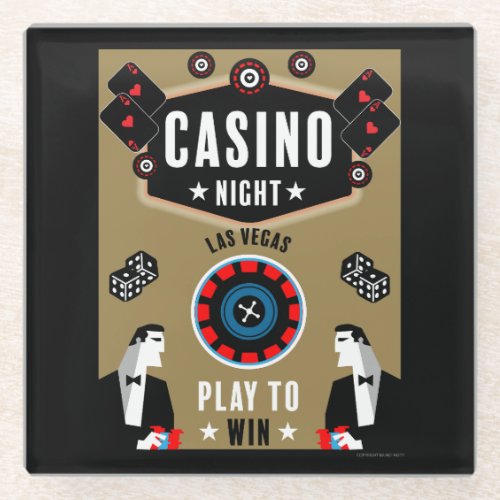 Casino Gambling Poker Roulette  Glass Coaster