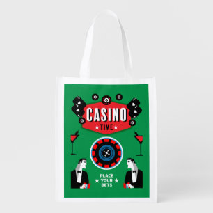 Casino Gambling Poker Roulette  Grocery Bag