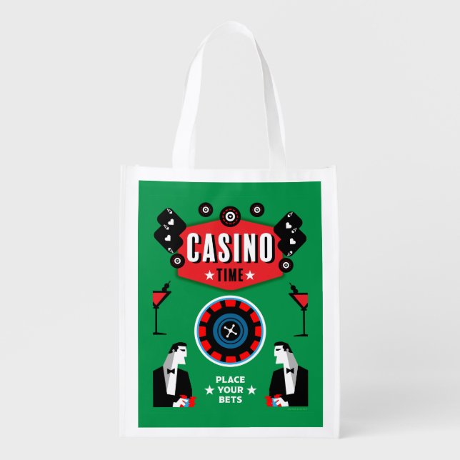 Casino Gambling Poker Roulette  Grocery Bag (Front)