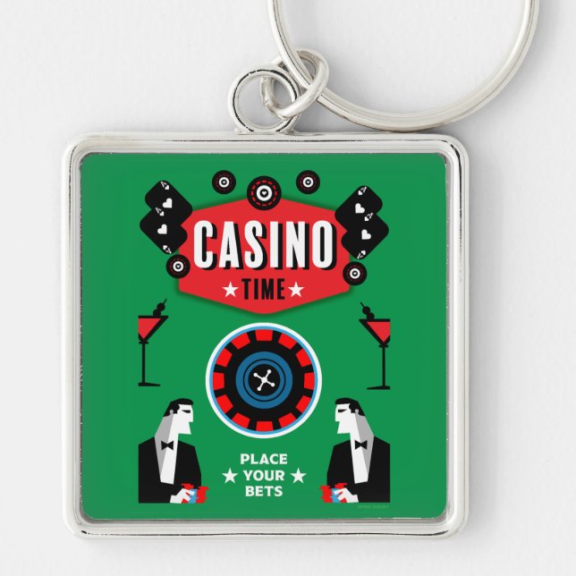 Casino Gambling Poker Roulette  Keychain (Front)