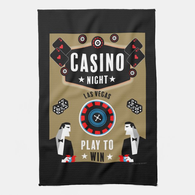Casino Gambling Poker Roulette  Kitchen Towel (Vertical)