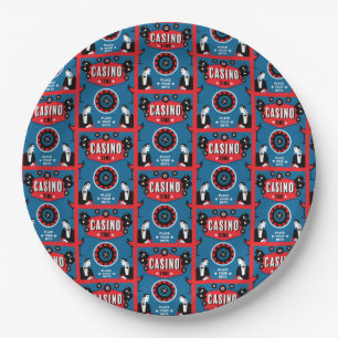 Casino Gambling Poker Roulette Paper Plates