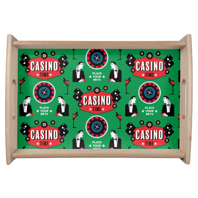 Casino Gambling Poker Roulette  Serving Tray (Front)