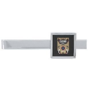 Casino Gambling Poker Roulette Silver Finish Tie Bar