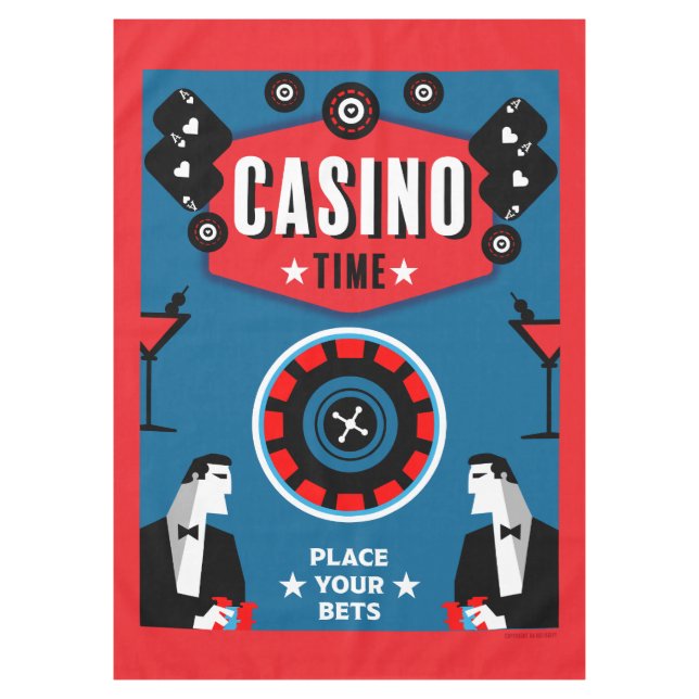 Casino Gambling Poker Roulette  Tablecloth (Front)