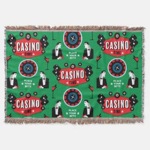 Casino Gambling Poker Roulette Throw Blanket
