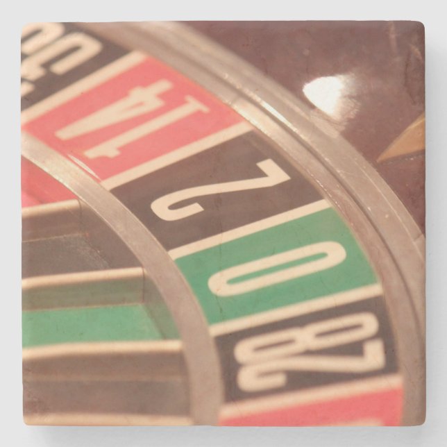 Casino Gambling Roulette Wheel Vintage Retro Style Stone Coaster (Front)