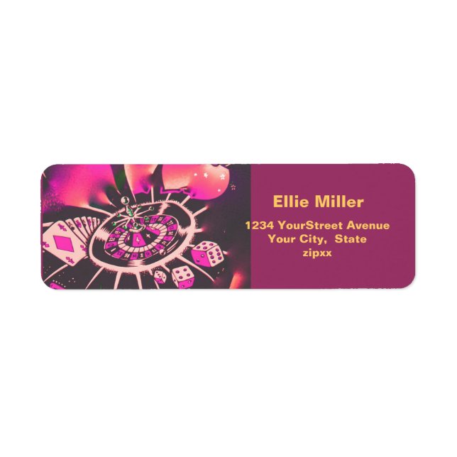 Casino Gambling Theme Pink Label (Front)