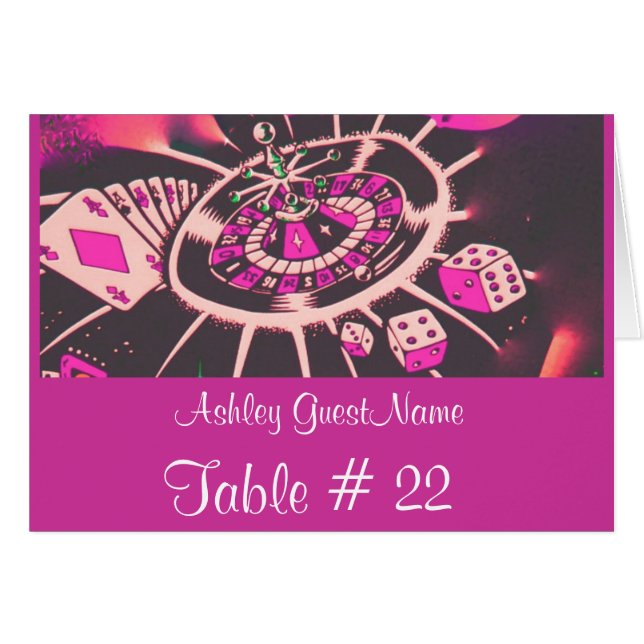 Casino Gambling Theme Table Number Guest Name tent (Front Horizontal)