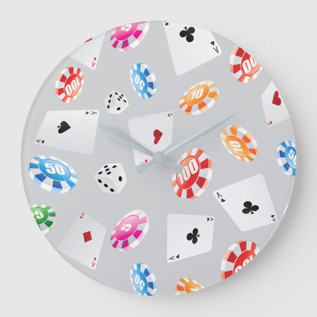 Casino, Games accessories pattern 8 Large Clock (Front)