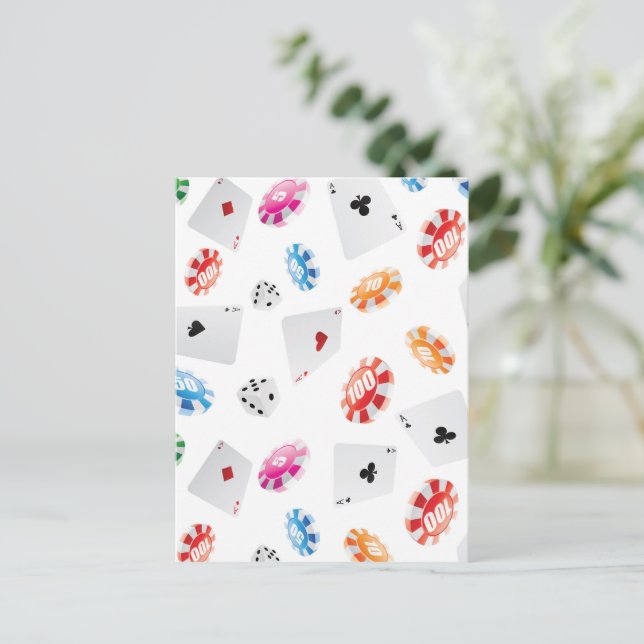 Casino, Games accessories pattern Postcard (Standing Front)