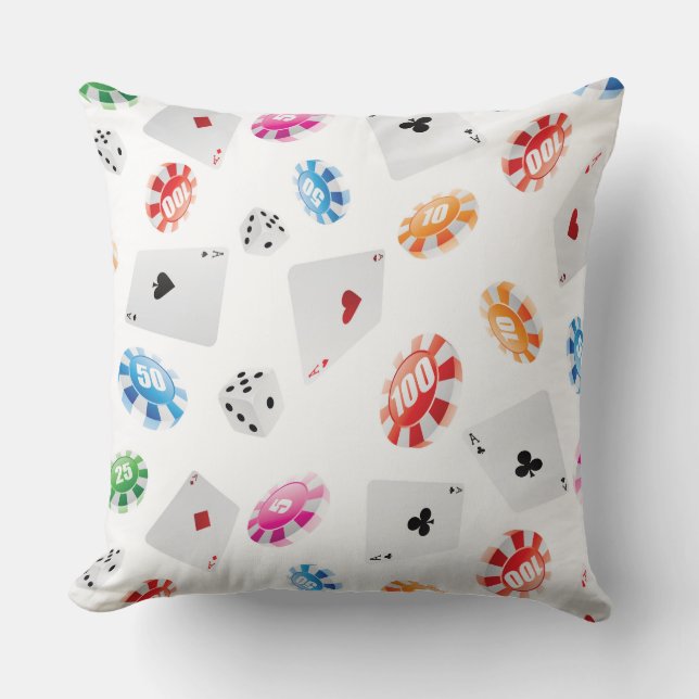 Casino, Games accessories pattern Throw Pillow (Front)