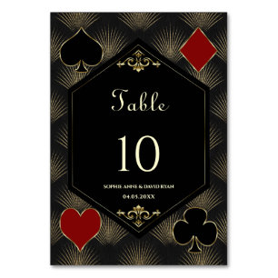 Casino Gold Black Gatsby 1920s Gambling Wedding Table Number