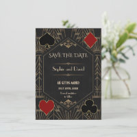 Casino Gold Black Gatsby Wedding Save The Date