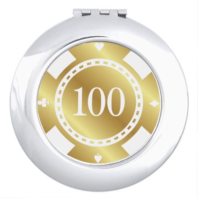 Casino Gold Hundred Dollar Chip Compact Mirror (Front)