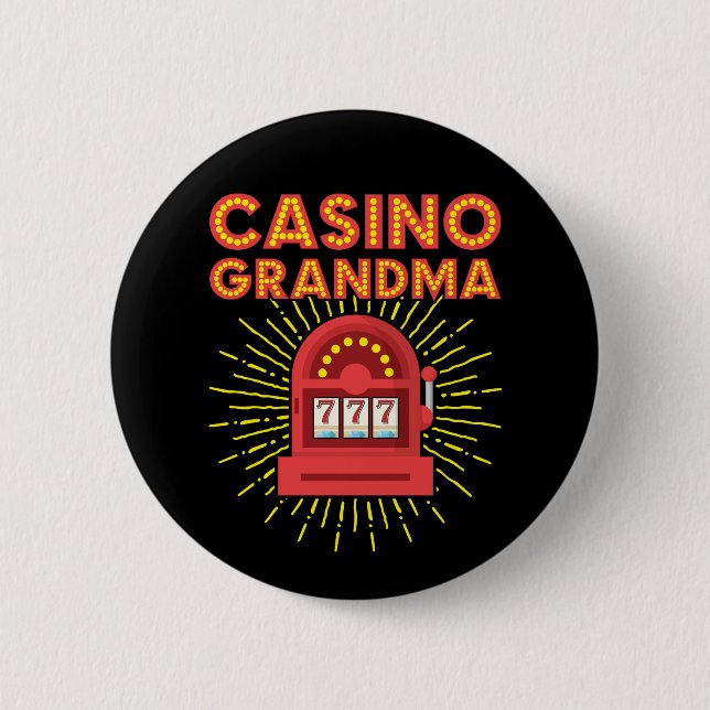 Casino Grandma Gambling Granny Button (Front)