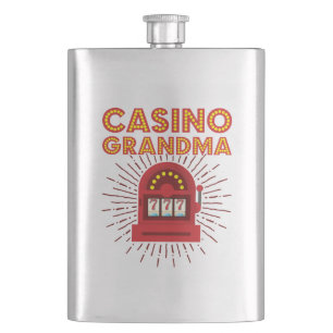 Casino Grandma Slot Machine Gambling Grandmother Flask
