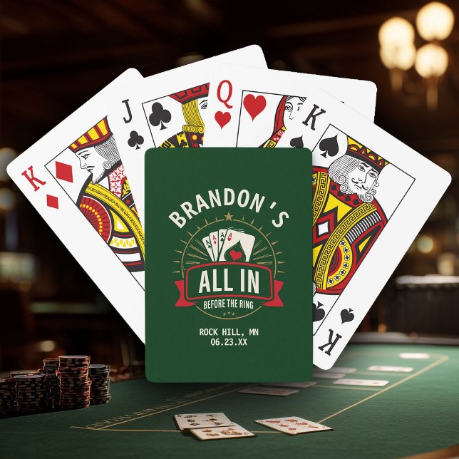Casino Green Bachelor Party Custom Poker Night Cards (Creator Uploaded)