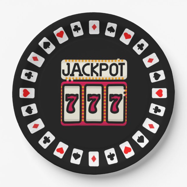 Casino Hit the Jackpot 777 Paper Plates (Front)