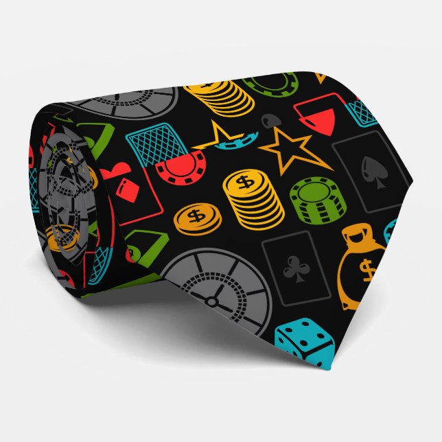 Casino Icons  Neck Tie (Rolled)