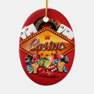 Casino illustration with gambling elements ceramic ornament