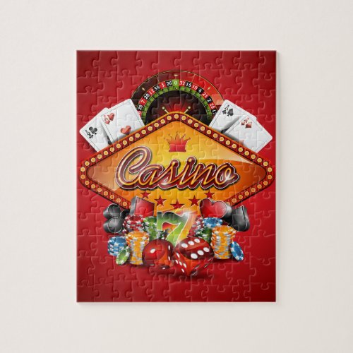 Casino illustration with gambling elements jigsaw puzzle