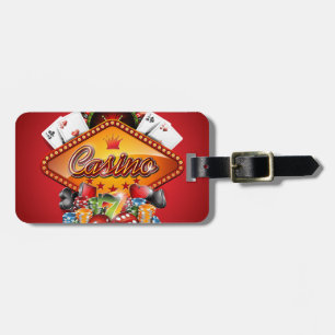 Casino illustration with gambling elements luggage tag