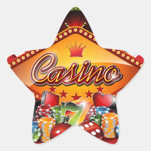 Casino illustration with gambling elements star sticker