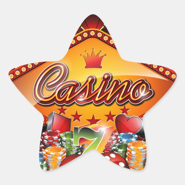 Casino illustration with gambling elements star sticker (Front)