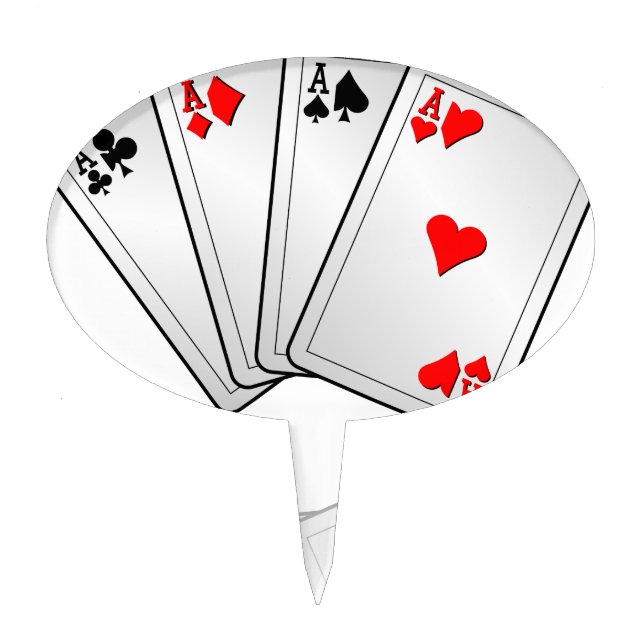 Casino illustration with poker cards aces cake topper (Front)