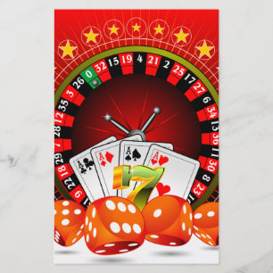 Casino illustration with roulette wheel and dices