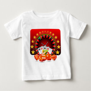 Casino illustration with roulette wheel and dices baby T-Shirt