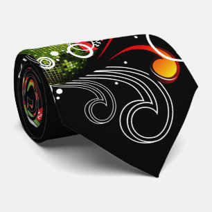 Casino illustration with roulette wheel and dices neck tie