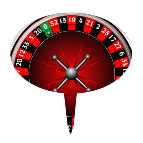 Casino illustration with roulette wheel cake topper