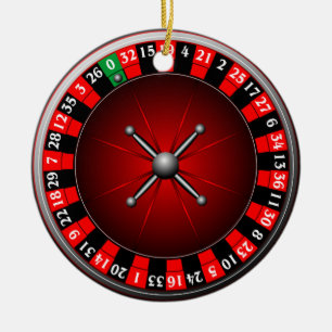 Casino illustration with roulette wheel ceramic ornament