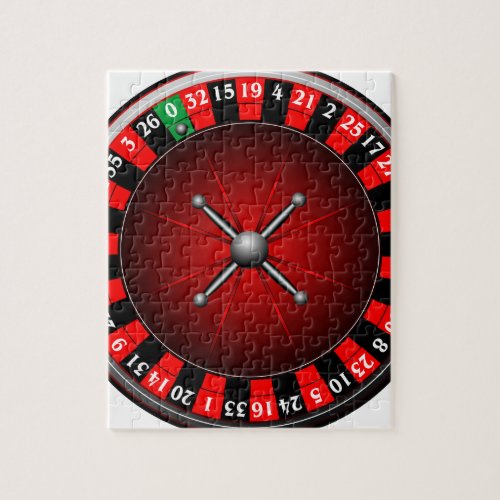 Casino illustration with roulette wheel jigsaw puzzle