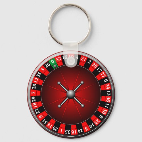 Casino illustration with roulette wheel keychain