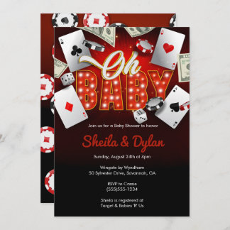 Casino Invitation, Casino Theme Baby Shower, Poker Invitation