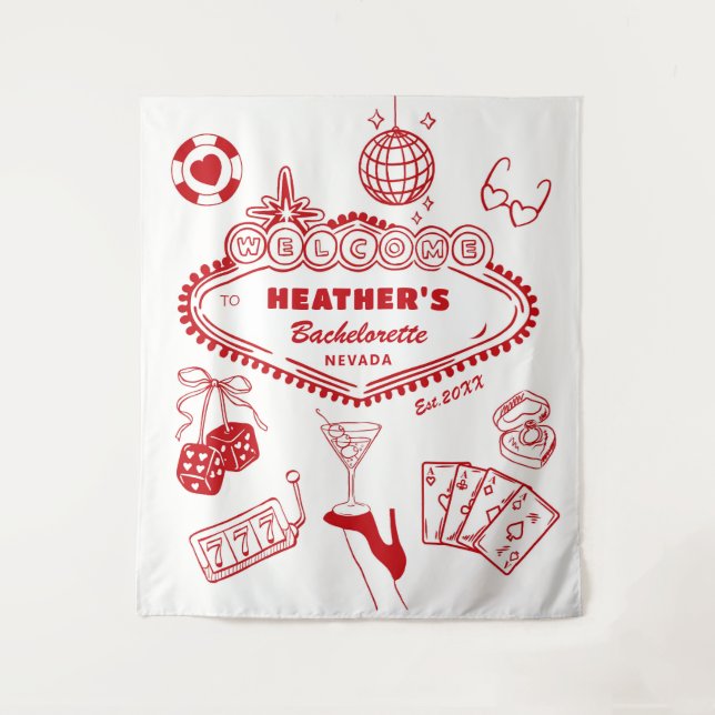 Casino Las Vegas Bachelorette Party Banner Tapestry (Front)