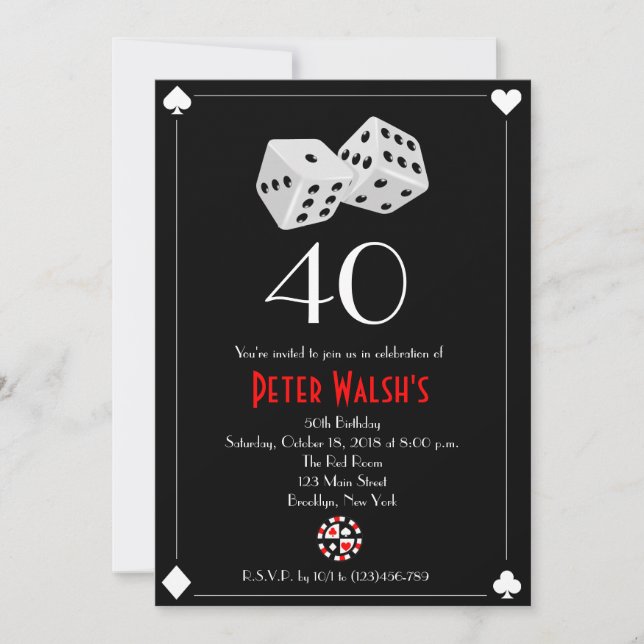 Casino Las Vegas Birthday Invitation (Front)