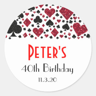 Casino Las Vegas Birthday Party Favor Labels