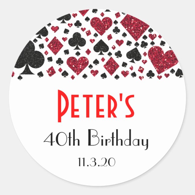 Casino Las Vegas Birthday Party Favor Labels (Front)