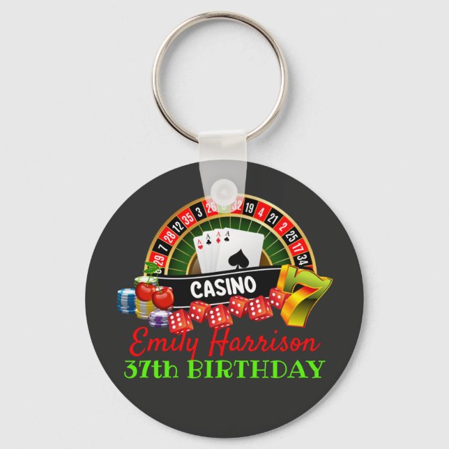 Casino Las Vegas Birthday Party Theme Keychain (Front)