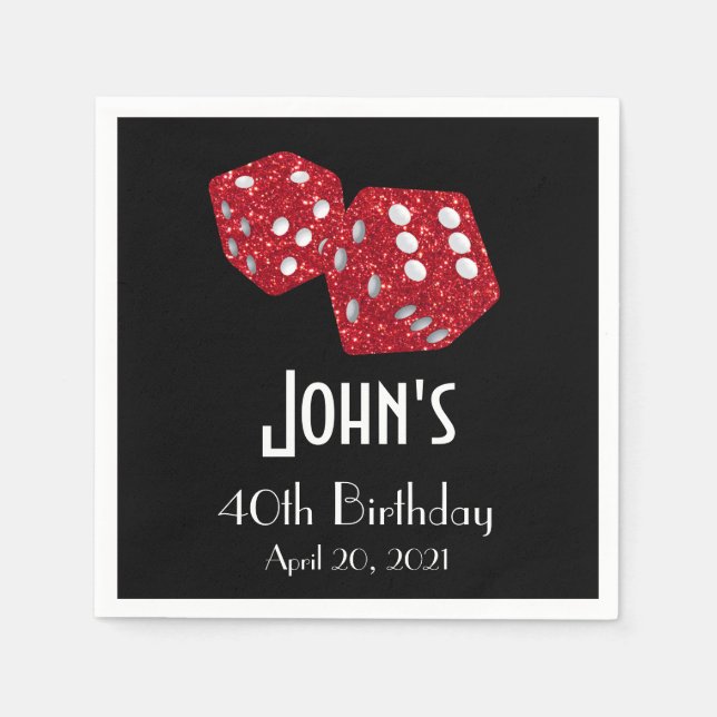 Casino Las Vegas Birthday Personalized Napkin (Front)