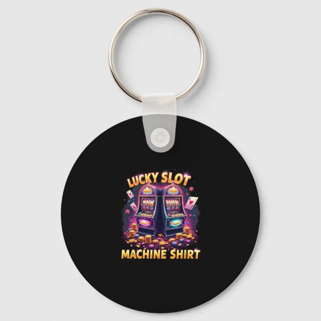 Casino Las Vegas Gambling Lovers Lucky Slot Machin Keychain (Front)