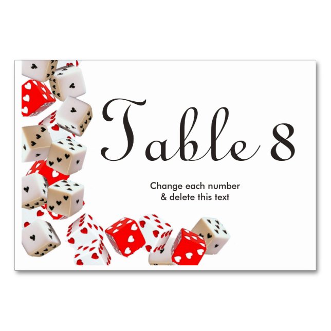Casino Las Vegas Gambling Wedding Table Numbers (Front)
