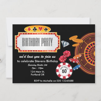 casino las vegas games theme birthday  invitation