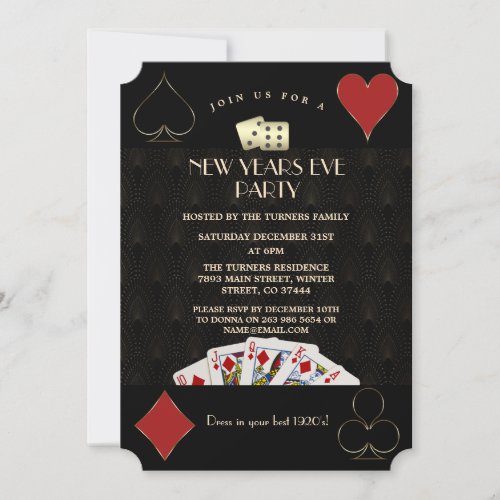 Casino Las Vegas Gold Great Gatsby New Years Eve Invitation