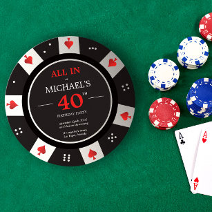 Casino Las Vegas Poker Chip Birthday Invitation
